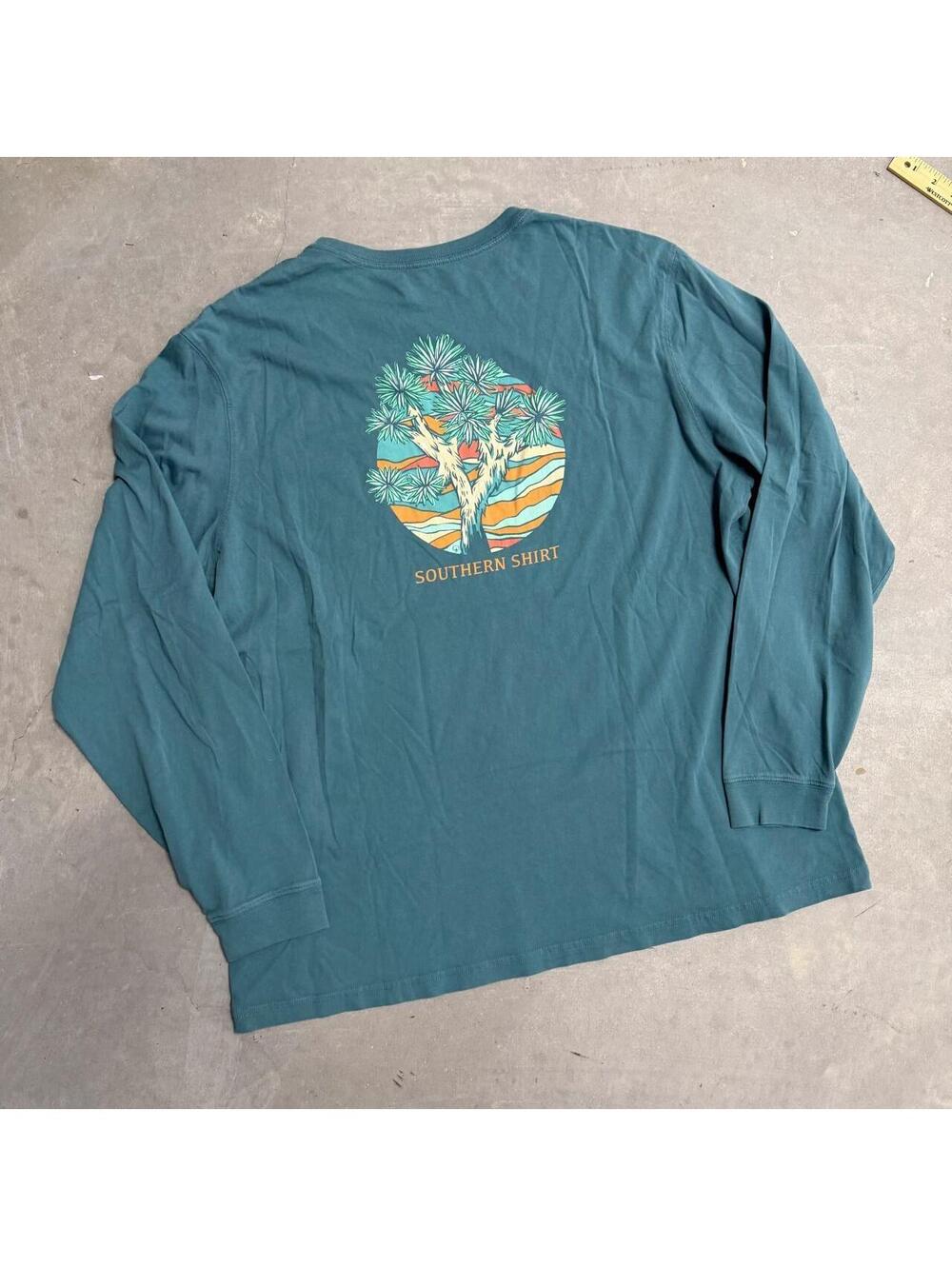 Y2K Men's Teal Southern Shirt Brand Long Sleeve Shirt Sized XL